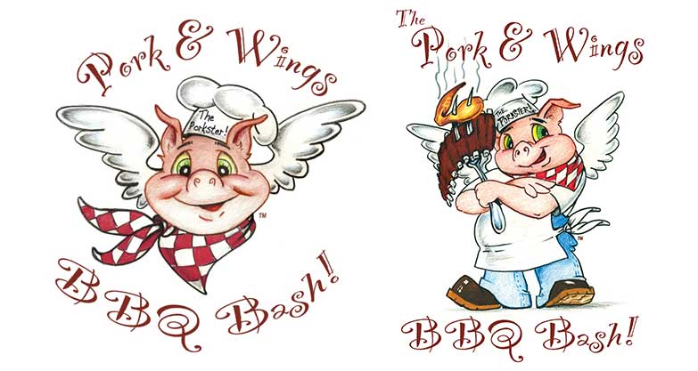 The Pork and Wings BBQ Bash logos